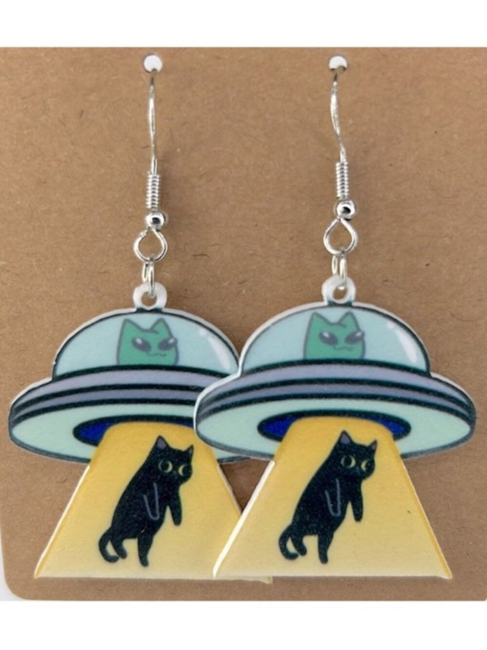 UFO Cat Dangle Earrings Acrylic Cartoon Fashion Jewelry